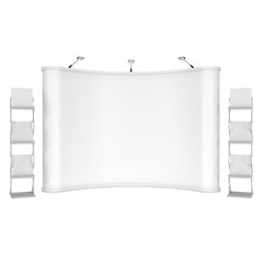 Trade show booth and brochure display.