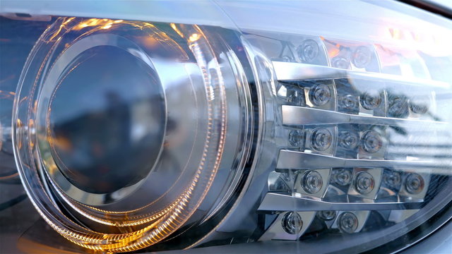 Close up of a car blinking lights