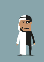 Businessman and robber are in one arab man