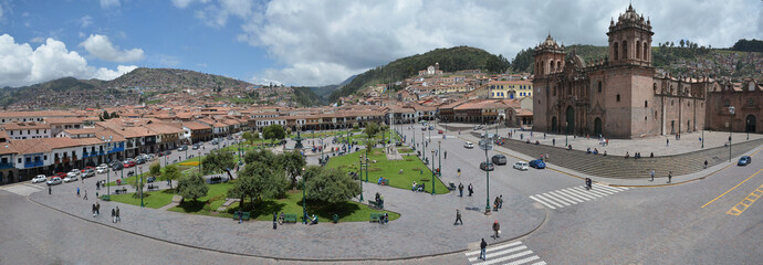Plaza De Armas with Cathedral of Santo Domingo, Cuzco, Peru. - 101087623