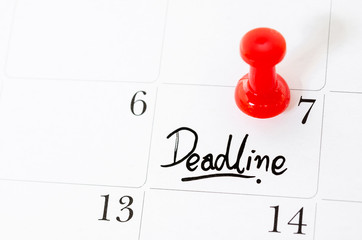 Deadline word written on the calendar.