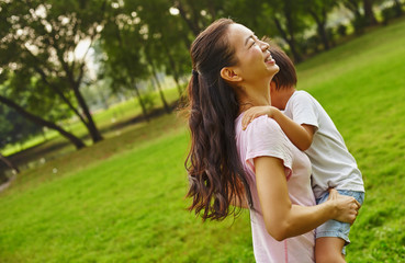 Obraz premium Asian mom with son
