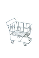 Shopping cart toy isolated on white background