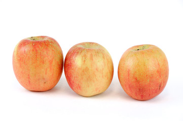 organic fuji apples on white background