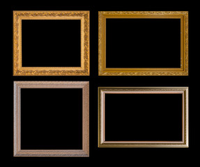 Gold frame Elegant vintage Isolated on black background