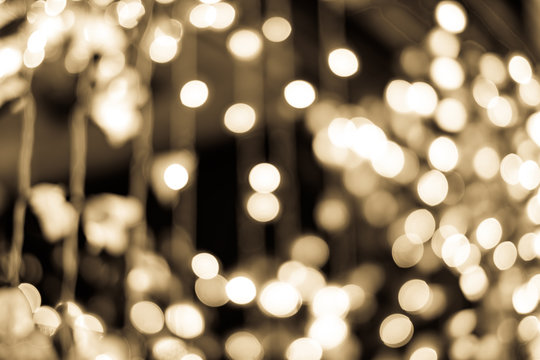 Vintage tone : Christmas holiday lights bokeh background