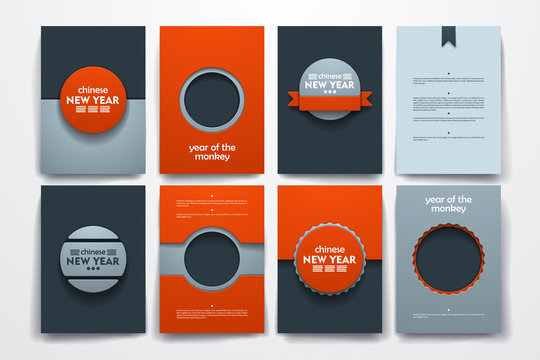 Vector brochures with doodles backgrounds on Chinese New Year theme