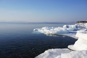 transparent water winter sea
