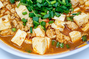 Mabo tofu or mapo doufu the Chinese dish from China's Sichuan