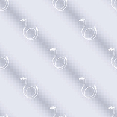 Fototapeta premium Seamless music vector pattern, symmetrical background with headphones, over blue backdrop. Series of Technology Seamless Patterns.