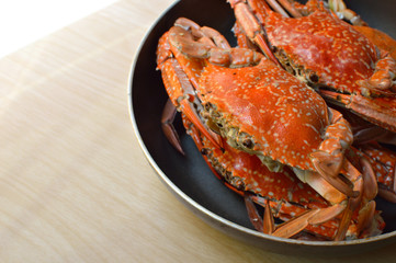 Hot Steamed Crabs on pan