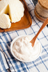 Sour cream in a bowl