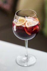 Fotobehang glass of sangria spanish red wine cocktail drink © TravelPhotography