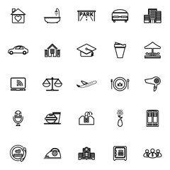 Hospitality business line icons on white background