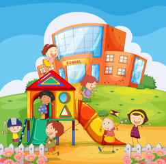 Obraz na płótnie Canvas Children playing in the school playground