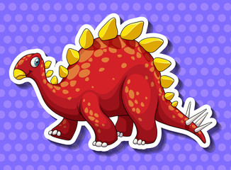 Red dinosaur on blue background