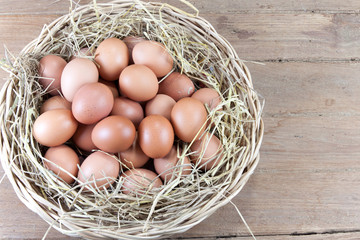 eggs in a rattan basket