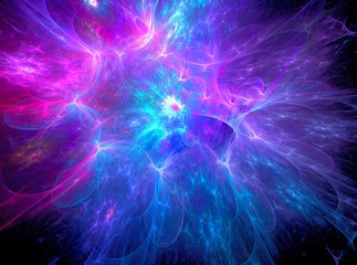 Fototapeta na wymiar Blue - pink glow, flash. Space wind. The abstract image. Digital