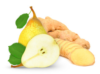 pear with ginger isolated 