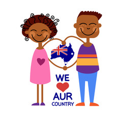 Australia Day National Flag Map Children Kids Love Country
