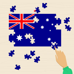 Obraz na płótnie Canvas Australia National Flag Puzzle Flat