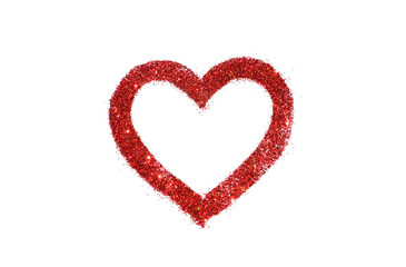 Abstract heart of red glitter sparkle on white background
