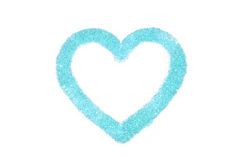 Abstract heart of blue glitter sparkle on white background