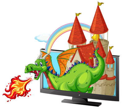 Castle and dragon on the screen