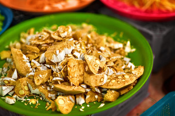 Organic Food. Close Up Of Raw Young Jackfruit Pieces At Farmers Market In Thailand, Asia. Fruits. Nutrition And Vitamins. Healthy Food Ingredient.