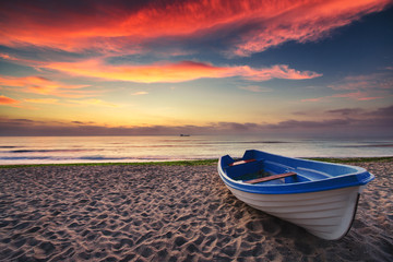 Boat and sunrise