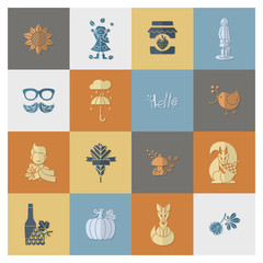 Set of Flat Autumn Icons