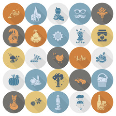 Set of Flat Autumn Icons