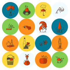 Set of Flat Autumn Icons