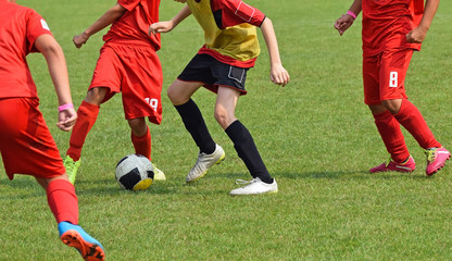 Kids are playing soccer