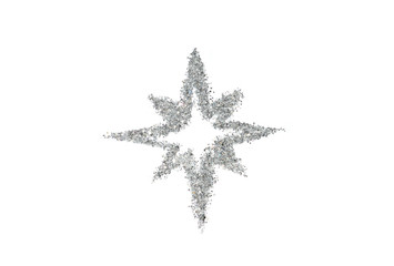 Abstract star of silver glitter sparkle on white background