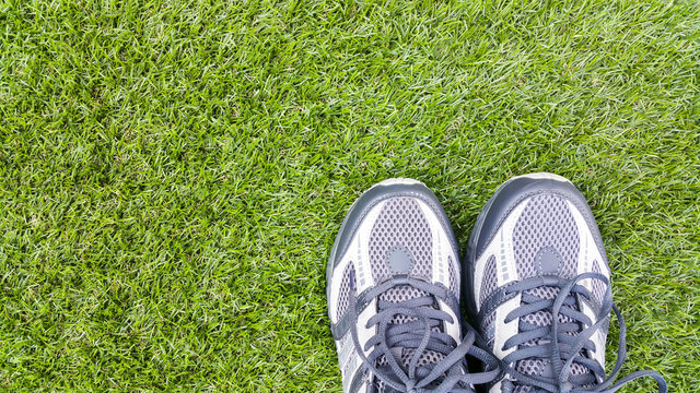 Sport shoes on artificial turf