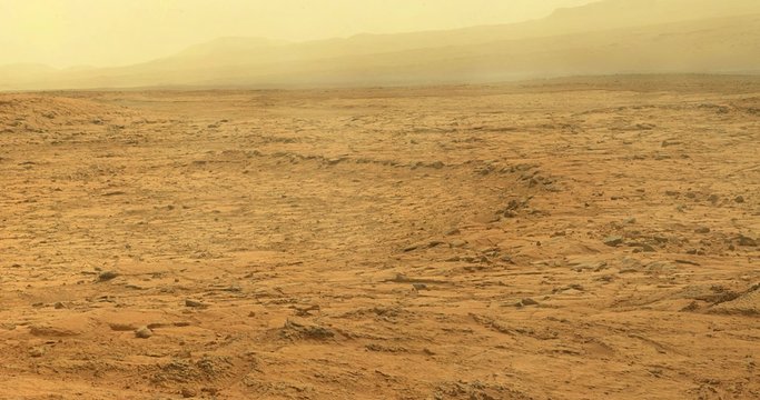 Panning shot, with camera shake, of moderate dust storm on Mars. Data: JPL/NASA. 