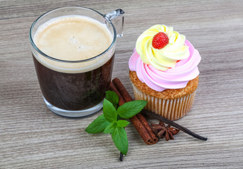 Cupcake with coffee