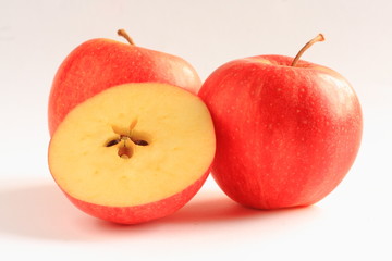 Sliced juicy red apple corer with a star shape