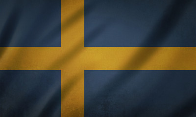 Flag of Sweden, old  texture  vintage background