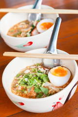 Traditional thai egg noodle. thai food.