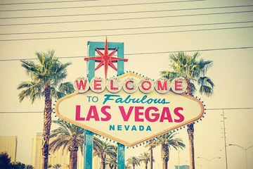 Fotobehang Cross processed photo of the Welcome To Las Vegas Sign, USA. © MaciejBledowski