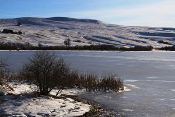 La Godivelle, lac d'en bas en hiver