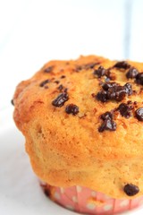 Chocolate Chip Muffin isolated on white