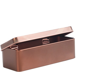 metal box on white background ,selective focus