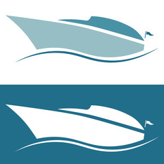 Vector flat yacht icon set isolated on white background
