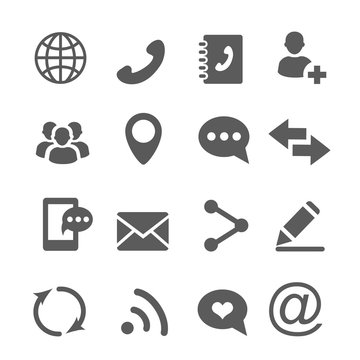 Contact communication icons set