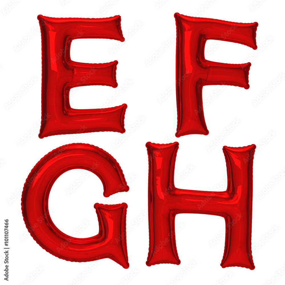 Poster red alphabet foil balloon set with clipping path