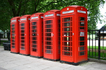 Telefonzellen in London, Großbritannien