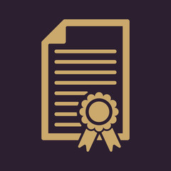 The diploma icon. Certificate symbol. Flat